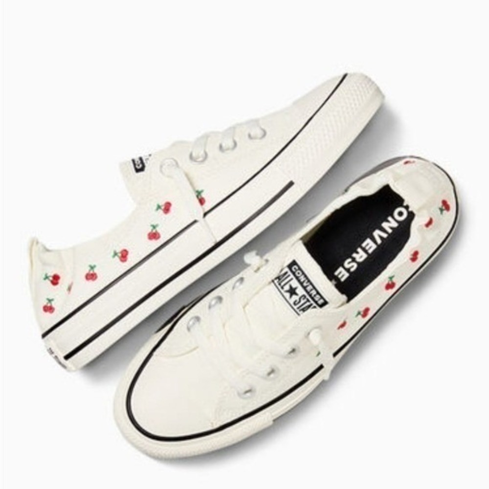 Converse Chuck Taylor All Star Shoreline Slip White Cherry Embroidery NWOT 7.5 - Picture 2 of 14